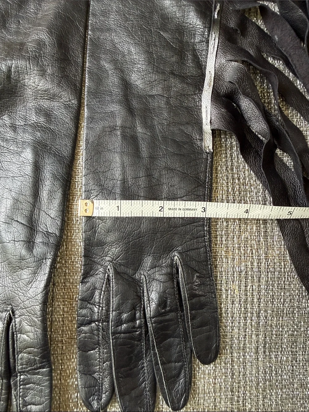 Black Fringe Long Leather Gloves - Women's Fashion Accessory100%Real KID-make 🇫🇷